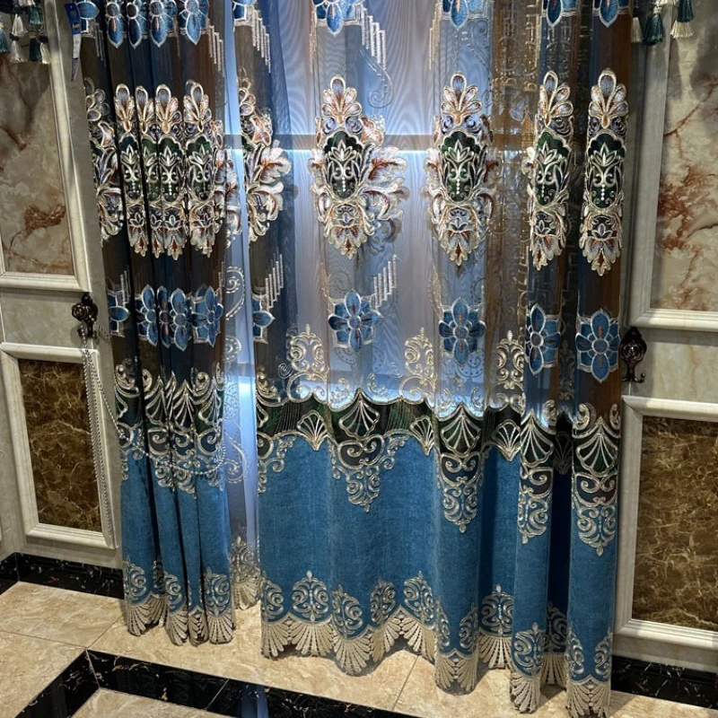 European Style High-end Luxury Chenille Hollow Embroidered Curtain Tulle Living Room Blackout Curtains Villa Balcony Decor
European Style High-end Luxury Chenille Hollow Embroidered Curtain Tulle Living Room Blackout Curtains Villa Balcony Decor