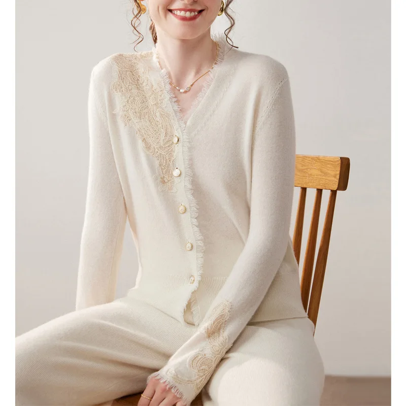 French Lace Cashmere Cardigan Women Sweater Women Shirt Top Women
French Lace Cashmere Cardigan Women Sweater Women Shirt Top Women