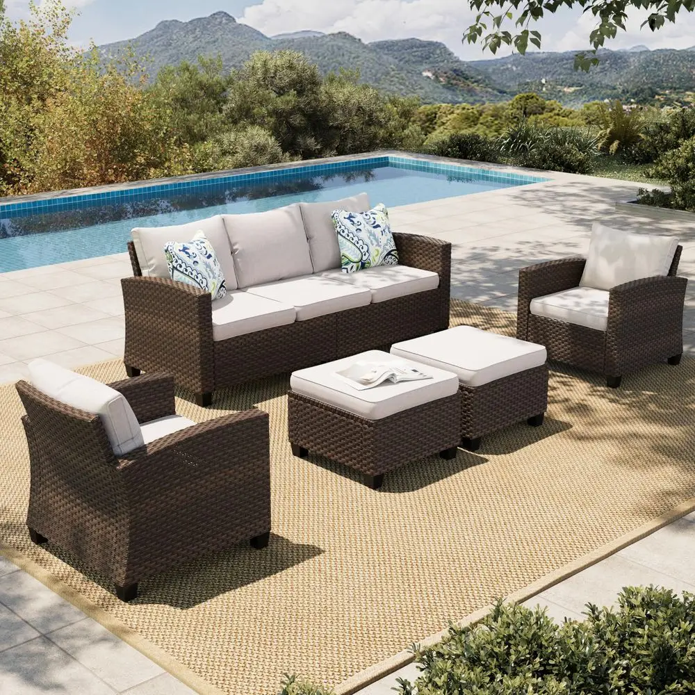 HOUSE Patio Furniture Set, 5 Pieces Outdoor Wicker Furniture, All Weather Rattan Patio Conversation Set, Deep Seating Outdoor S
HOUSE Patio Furniture Set, 5 Pieces Outdoor Wicker Furniture, All Weather Rattan Patio Conversation Set, Deep Seating Outdoor S