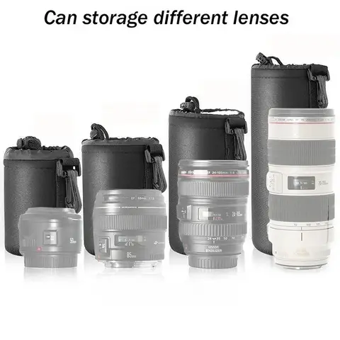 Waterproof Camera Lens Bag Drawstring Bag For Canon For Sony For Nikon DSLR Camera Lens Accessories Case with Hook