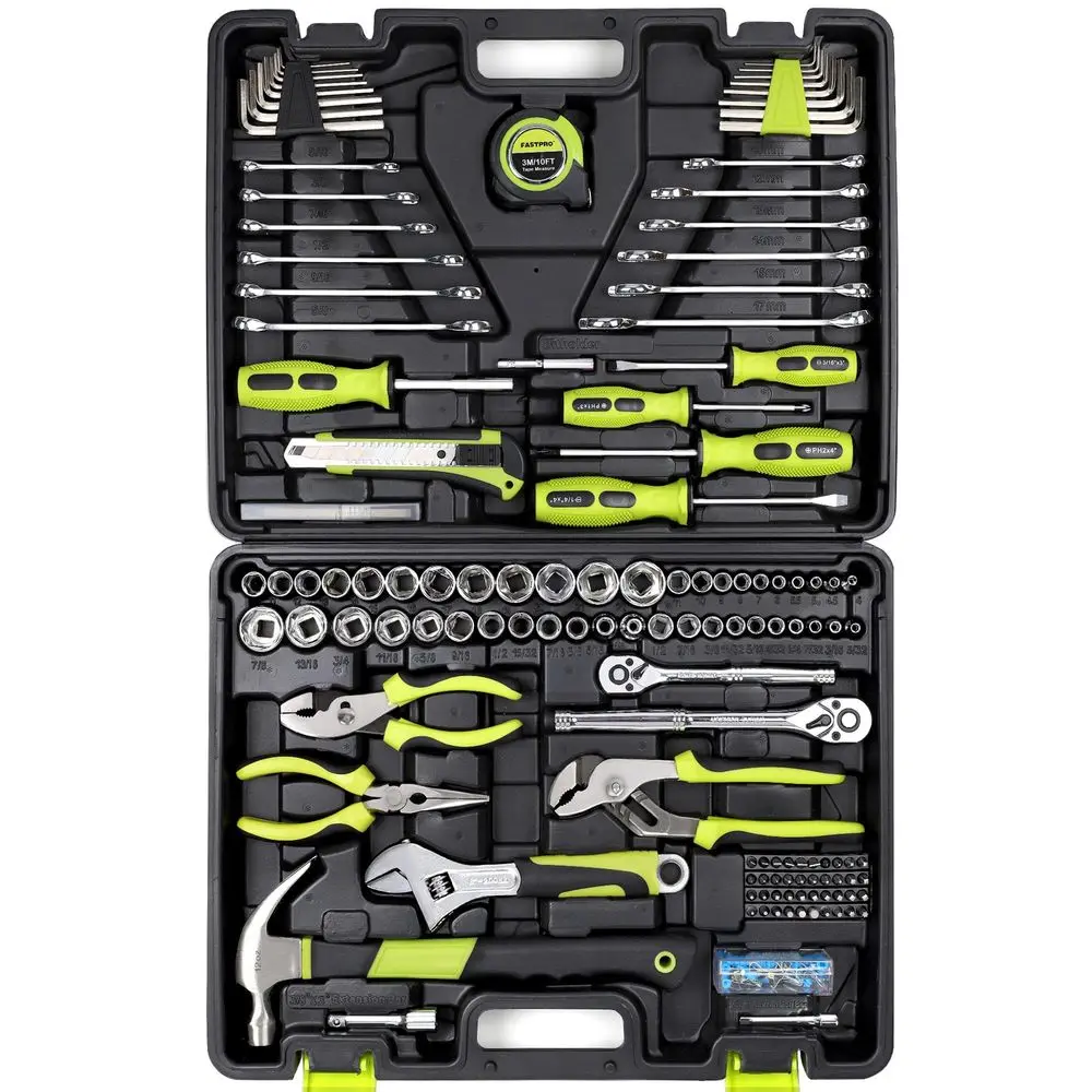 225Piece Household Tool Set, SAE amp Metric Mechanics Hand Tool Set with Toolbox, Home Auto Repairing Tool Kit for DIY, Home Ma
225Piece Household Tool Set, SAE amp Metric Mechanics Hand Tool Set with Toolbox, Home Auto Repairing Tool Kit for DIY, Home Ma