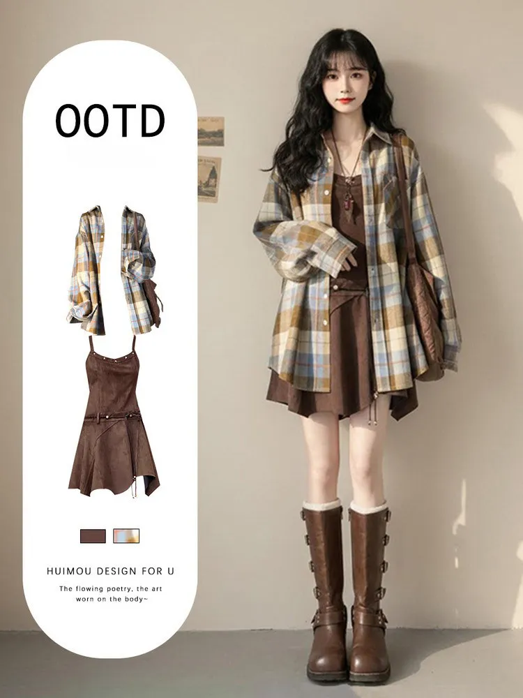 2026 Spring Season Women's Plaid Shirt And Skirt Set Irregular Loose Feelings Full of Fashion Two-Piece Ensemble V-Neck Long ...
2026 Spring Season Women's Plaid Shirt And Skirt Set Irregular Loose Feelings Full of Fashion Two-Piece Ensemble V-Neck Long ...