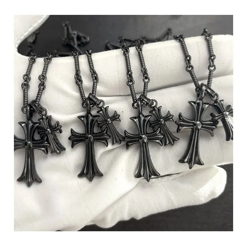 Crowe Double Cross, Diamond-set Thai Silver Black Pendant, Personalized Fashion and High-end Men's and Women's Necklaces.
Crowe Double Cross, Diamond-set Thai Silver Black Pendant, Personalized Fashion and High-end Men's and Women's Necklaces.