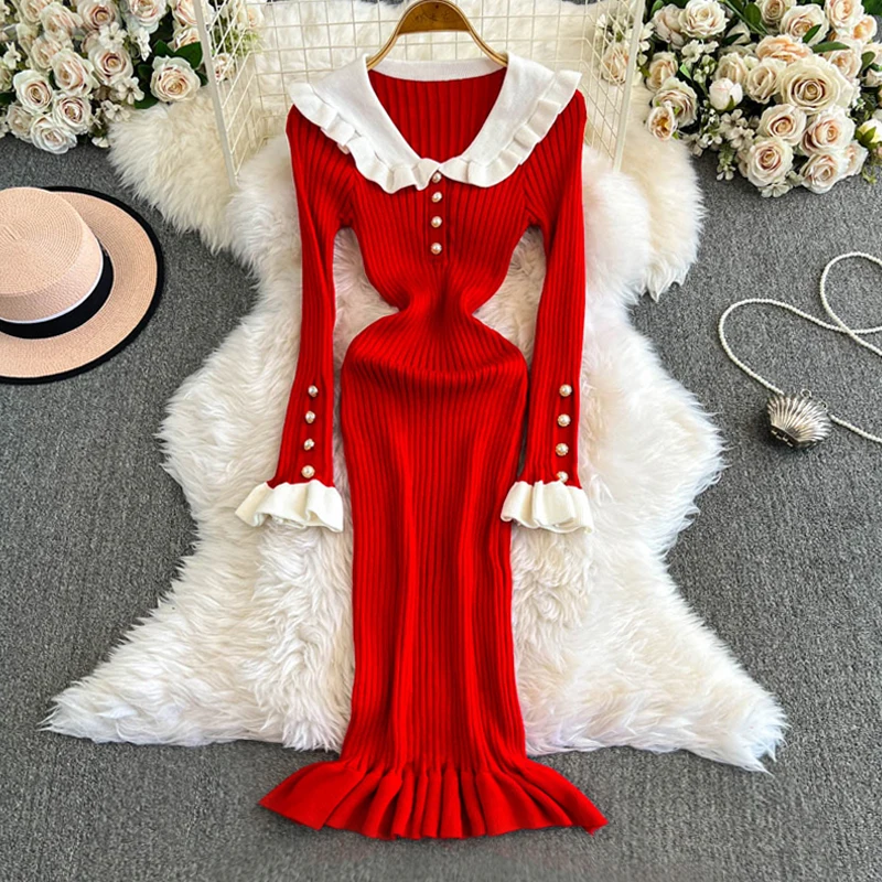 YuooMuoo Chic Fashion Sexy Package Hips Ruffled Knitted Dress Women Slim Elastic Ribbed Long Sweater Dress Elegant Party Bodycon
YuooMuoo Chic Fashion Sexy Package Hips Ruffled Knitted Dress Women Slim Elastic Ribbed Long Sweater Dress Elegant Party Bodycon
