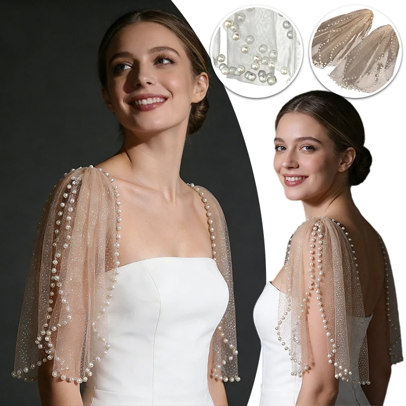 Wedding Dress Accessories: Starlight Pearl Tulle Shawl with Removable Sleeves, Bridal Cape Props
Wedding Dress Accessories: Starlight Pearl Tulle Shawl with Removable Sleeves, Bridal Cape Props