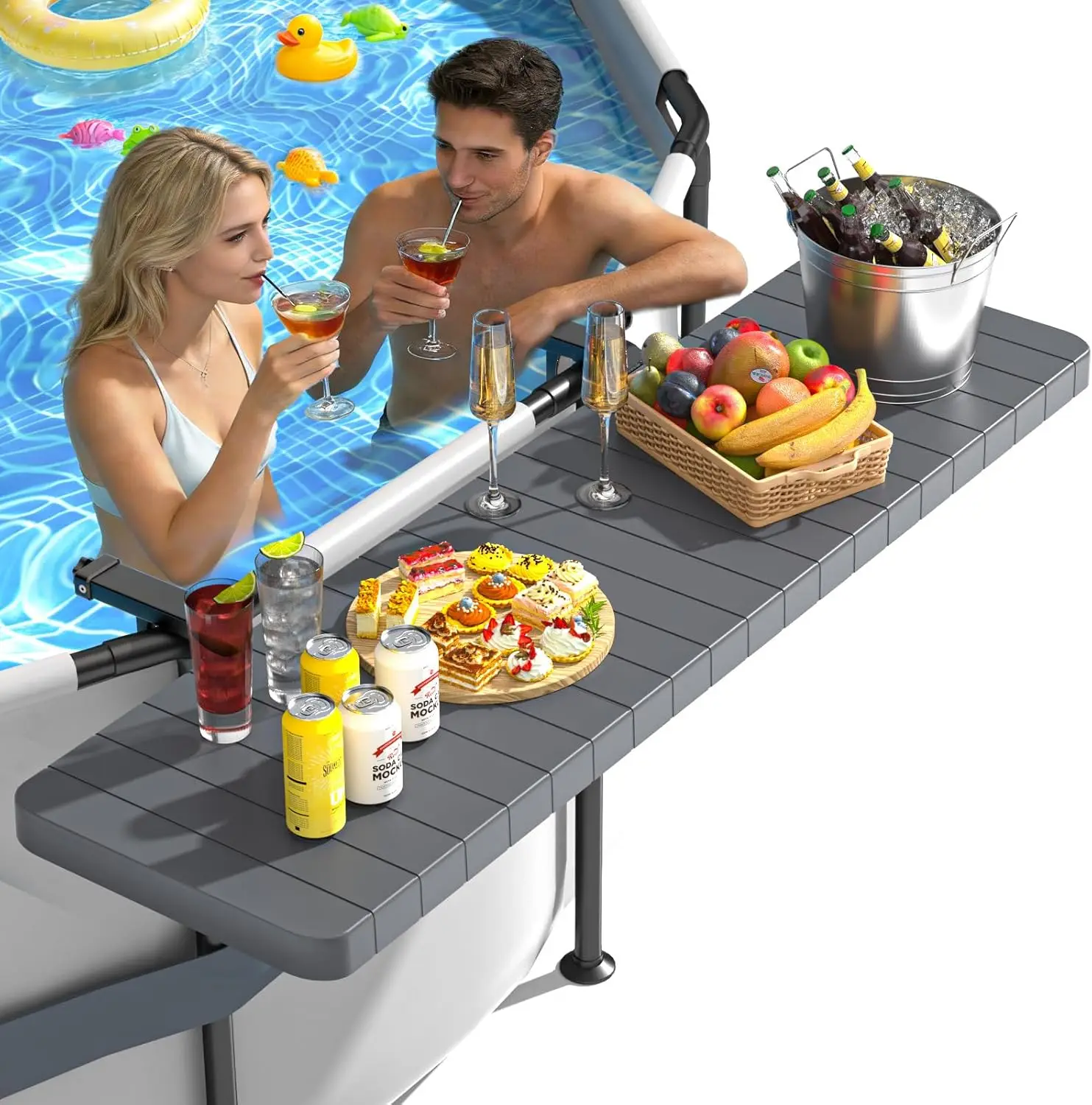 Stable Poolside Bar Table Holds 110LBS, Adjustable for Round & Oval Above Ground Pools, 49.4x9.6" Large Surface, Easy to Clean
Stable Poolside Bar Table Holds 110LBS, Adjustable for Round & Oval Above Ground Pools, 49.4x9.6" Large Surface, Easy to Clean