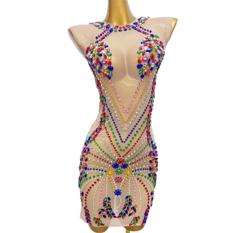 Sexy Transparent Sleeveless Mesh Rhinestones Dress Women Singer Stage Performance Model Catwalk Dance Costume Crystal Clothing
Sexy Transparent Sleeveless Mesh Rhinestones Dress Women Singer Stage Performance Model Catwalk Dance Costume Crystal Clothing