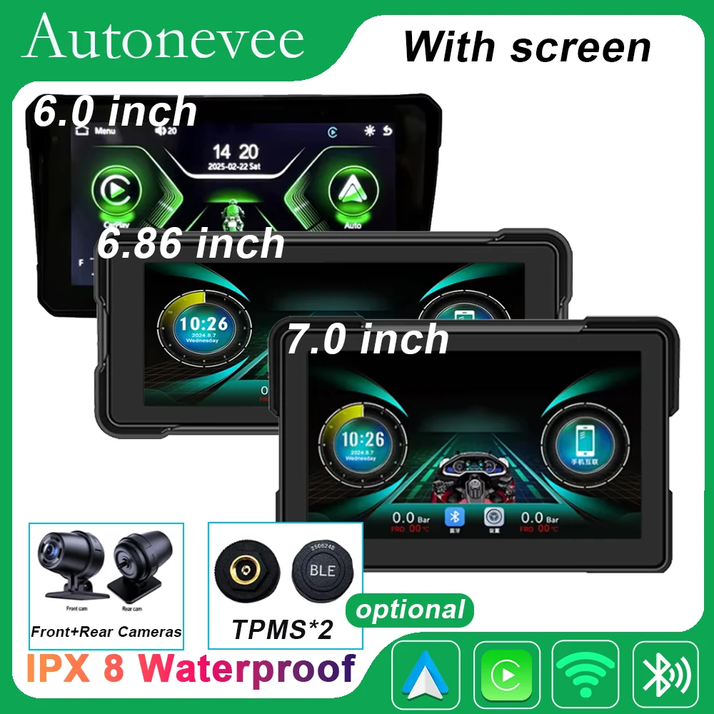 Autonevee Motorcycle Carplay WaterProof WiFi Wireless Android-Auto DVR Monitor Dash Camera GPS Navigation TPMS Bluetooth
Autonevee Motorcycle Carplay WaterProof WiFi Wireless Android-Auto DVR Monitor Dash Camera GPS Navigation TPMS Bluetooth