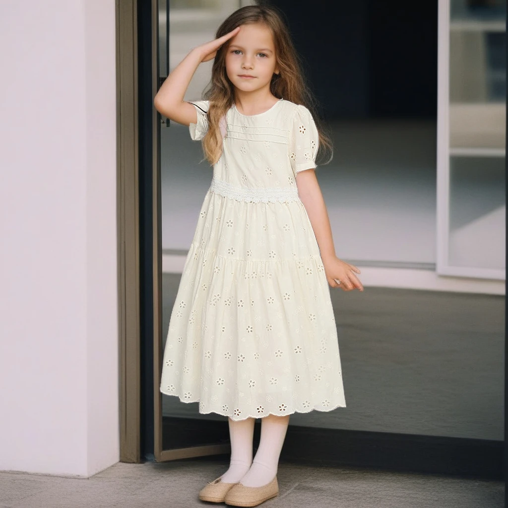 2025 New Girls Summer Lace Dress Beige Openwork Design Princess Dress for Kids Teens Fashion Casual Children Clothes 10 12 Years
2025 New Girls Summer Lace Dress Beige Openwork Design Princess Dress for Kids Teens Fashion Casual Children Clothes 10 12 Years