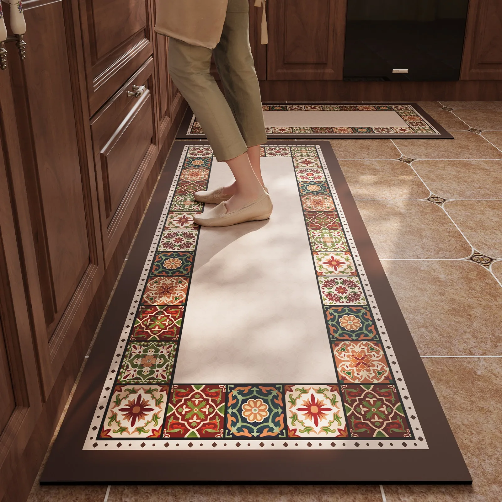 Vintage Light Luxury Kitchen Floor Mat Anti-slip Carpet Oil-proof Waterproof PVC Leather Washable Rug Long Rugs Alfombra Cocina
Vintage Light Luxury Kitchen Floor Mat Anti-slip Carpet Oil-proof Waterproof PVC Leather Washable Rug Long Rugs Alfombra Cocina