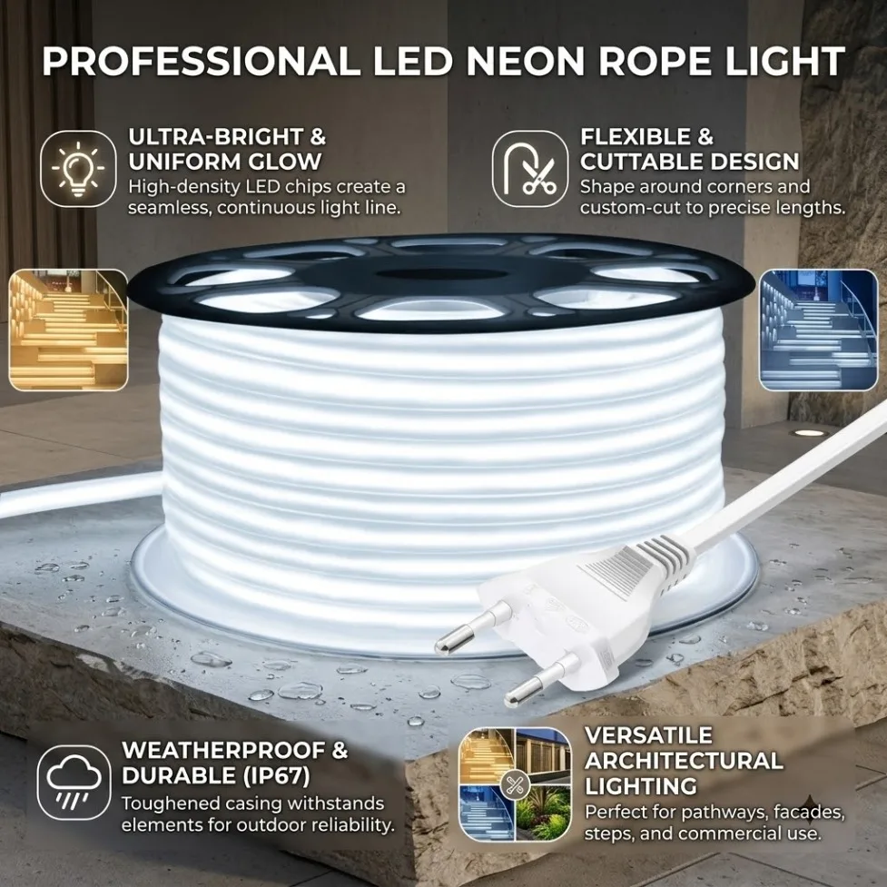 AC220V COB LED Strip 288LEDs/M RA90 3000K 4000K 6000K IP65 Waterproof with EU Plug for Outdoor Garden Bedroom Kitchen Decor Lamp
AC220V COB LED Strip 288LEDs/M RA90 3000K 4000K 6000K IP65 Waterproof with EU Plug for Outdoor Garden Bedroom Kitchen Decor Lamp