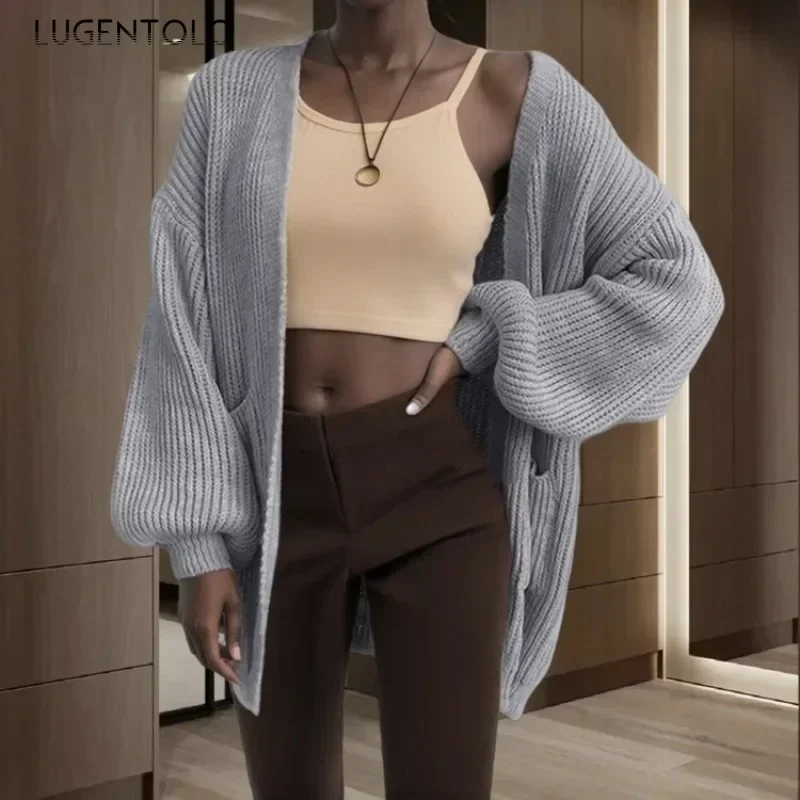 Women Simple Cardigan Sweaters Solid Loose Pocket Knitted Autumn Casual Lady Elegant New Fashion Street Long Cloth
Women Simple Cardigan Sweaters Solid Loose Pocket Knitted Autumn Casual Lady Elegant New Fashion Street Long Cloth