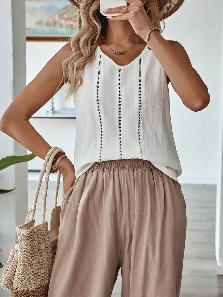 Summer Daily Casual Women's O-neck Tank Top Street Fashion Women's Hollow Splice Sleeveless Blouses Beach Party Women's Clothing
Summer Daily Casual Women's O-neck Tank Top Street Fashion Women's Hollow Splice Sleeveless Blouses Beach Party Women's Clothing