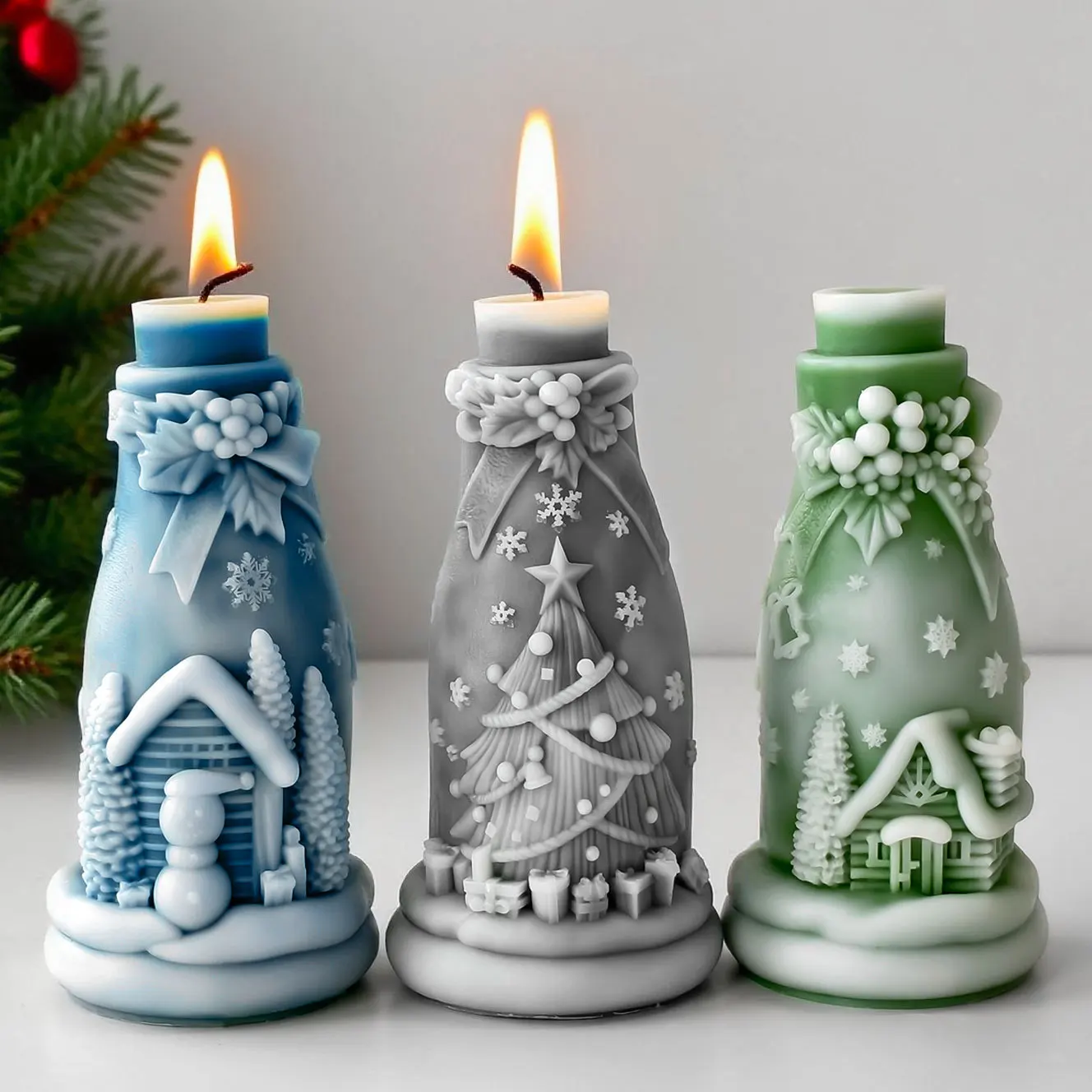 Christmas Bottle Candle Silicone Mold DIY Xmas Tree Relief Home Decor Handmade Plaster Resin Soap Mould Candle Making Tools
Christmas Bottle Candle Silicone Mold DIY Xmas Tree Relief Home Decor Handmade Plaster Resin Soap Mould Candle Making Tools