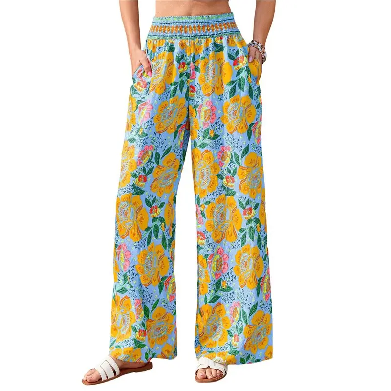 NEW-Wide Leg Pants Woman Summer Smocked Waist Floral Pant Wear Spring Beach Vacation Clothes For Women
NEW-Wide Leg Pants Woman Summer Smocked Waist Floral Pant Wear Spring Beach Vacation Clothes For Women