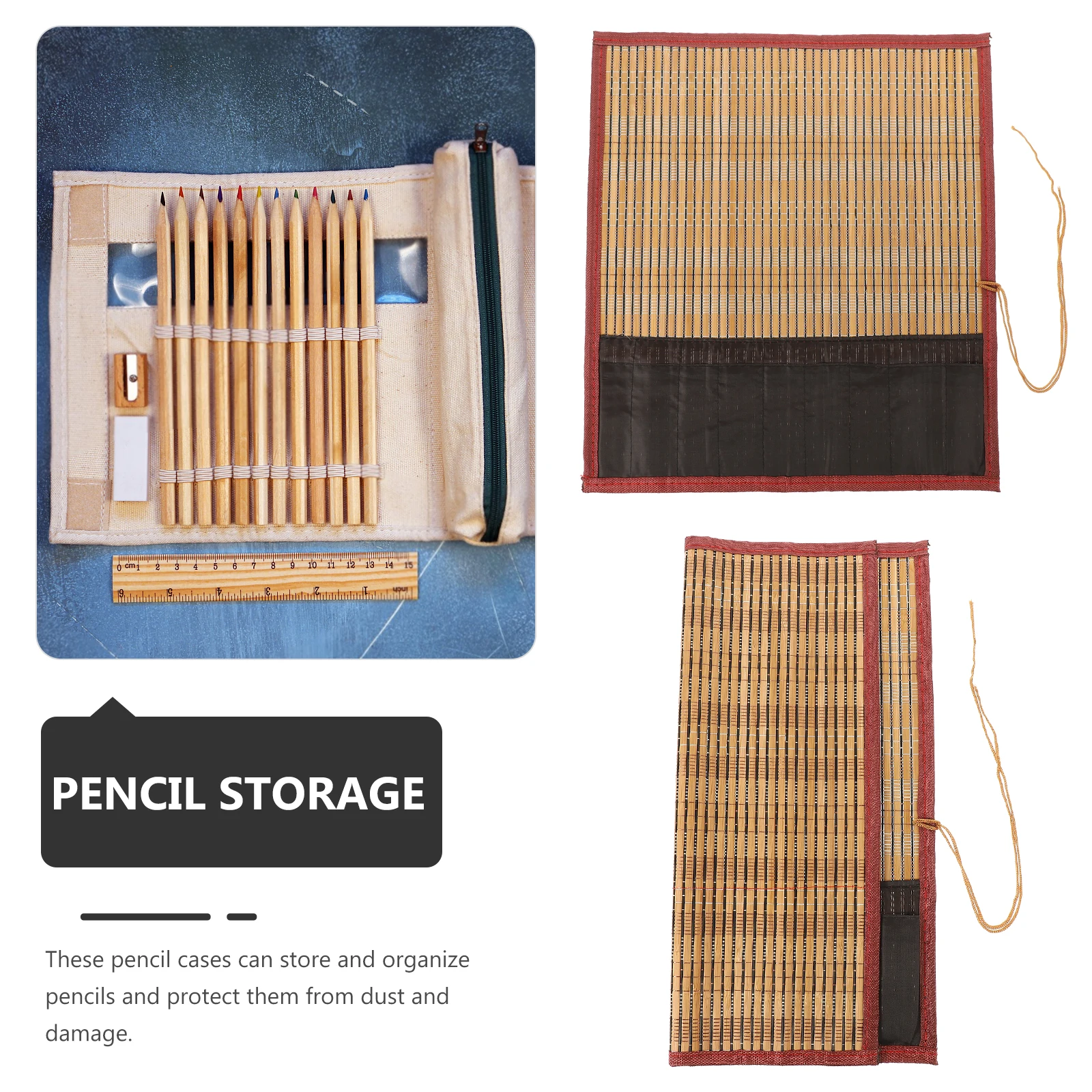 Aesthetic Bamboo Pen Roll Artistic Storage Container Four Treasures of Study Kit 
Aesthetic Bamboo Pen Roll Artistic Storage Container Four Treasures of Study Kit