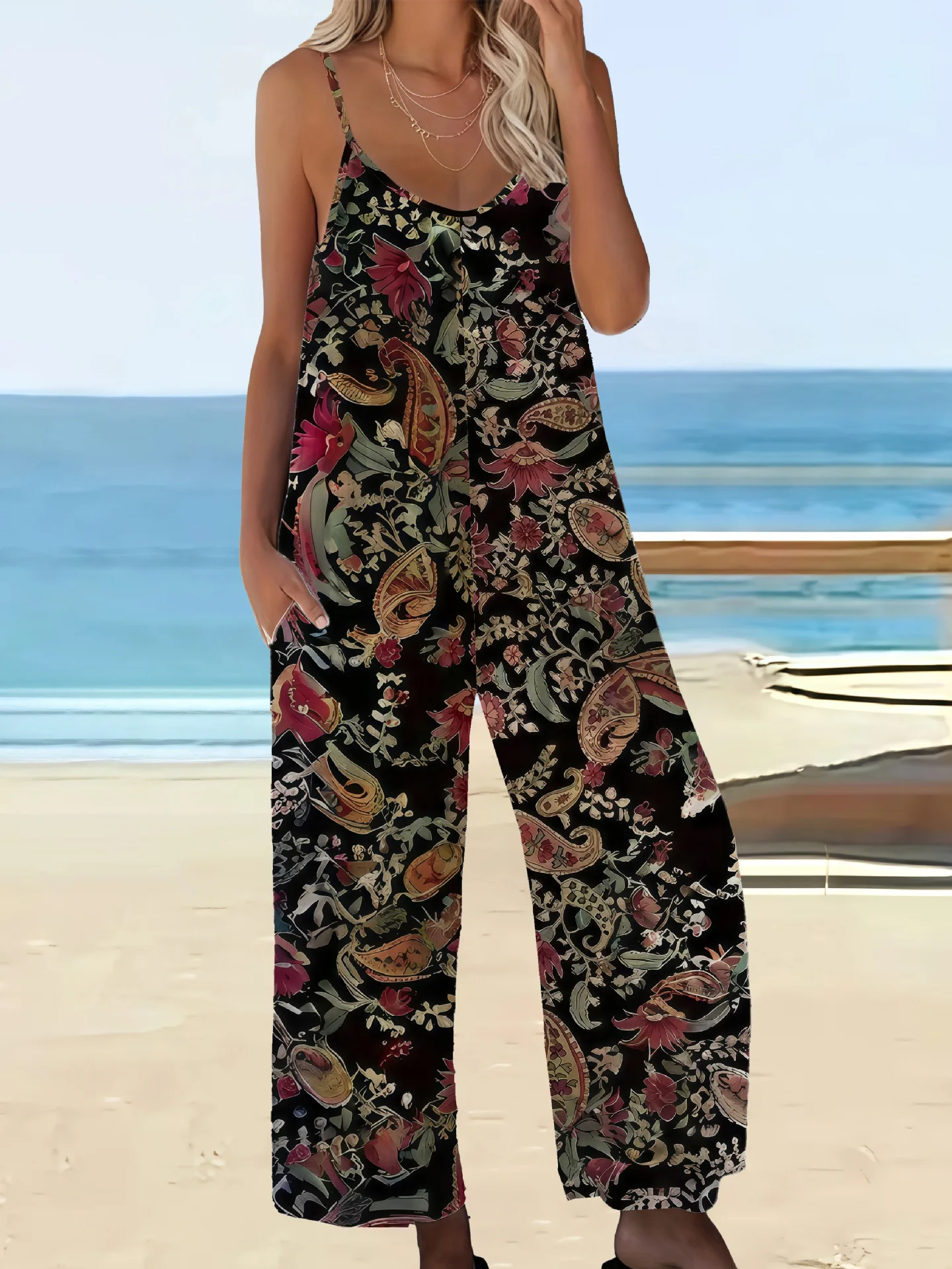 2025 Summer Retro Boho Print Jumpsuit Elegant Fashoin Plus Size Loose Jumpsuit Casual Beach Pockets Ethnic Style Women's Romper
2025 Summer Retro Boho Print Jumpsuit Elegant Fashoin Plus Size Loose Jumpsuit Casual Beach Pockets Ethnic Style Women's Romper