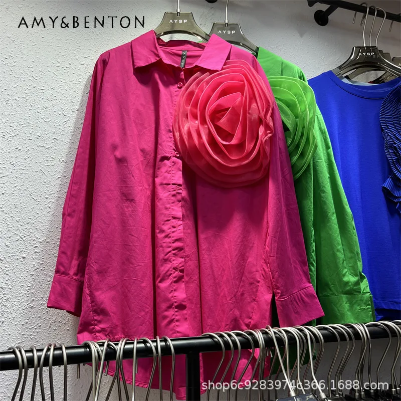 Retro French Stereo Flower Decor Shirt Ladies Autumn Solid Color Loose Soft Fabric Elegant Casual Daily Commuter Fashion Blusas
Retro French Stereo Flower Decor Shirt Ladies Autumn Solid Color Loose Soft Fabric Elegant Casual Daily Commuter Fashion Blusas