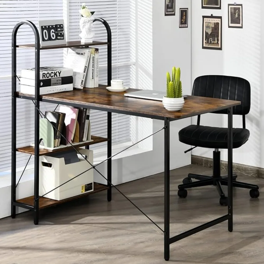 48-Inch Reversible Computer Desk with Storage Shelves, Home Oice Study Writing Desk with Bookshelves, Writing Computer Workstati
48-Inch Reversible Computer Desk with Storage Shelves, Home Oice Study Writing Desk with Bookshelves, Writing Computer Workstati