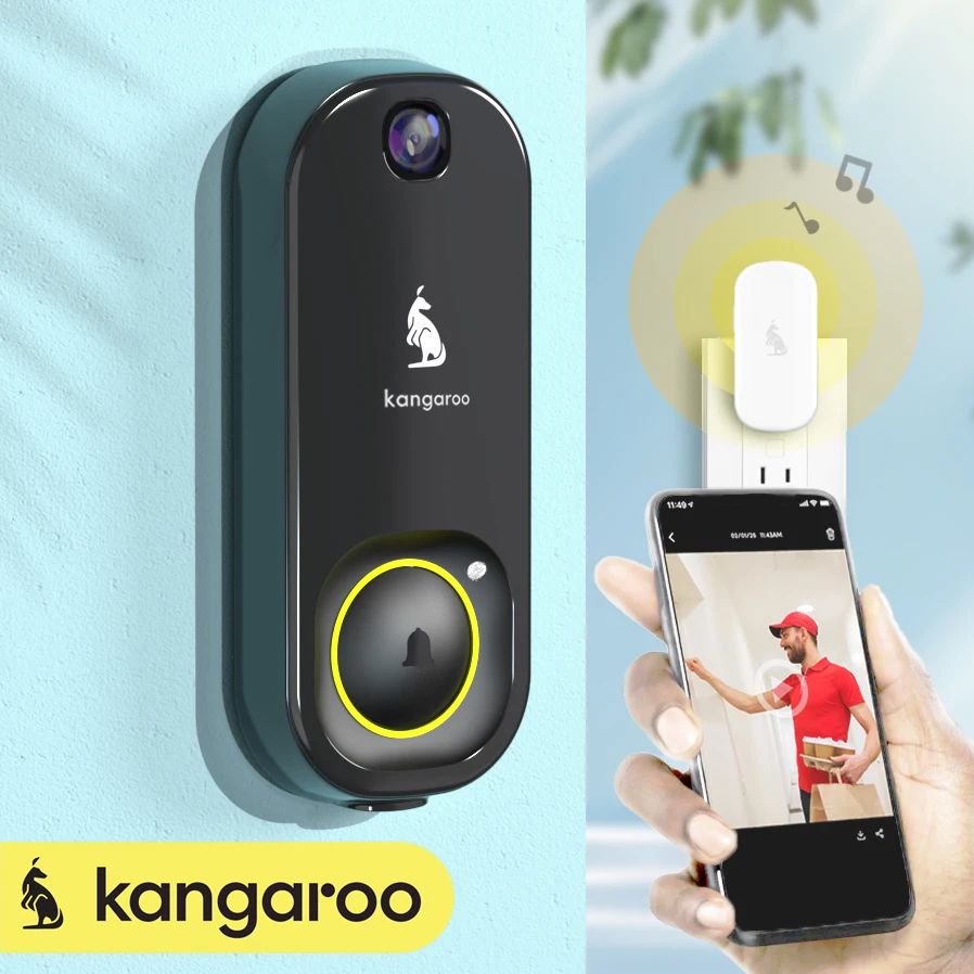 Умный дверной звонок-камера Kangaroo+Chime, приложение для удаленных уведомлений и приема фото, требуется Wi-Fi, питание от батареи
Умный дверной звонок-камера Kangaroo+Chime, приложение для удаленных уведомлений и приема фото, требуется Wi-Fi, питание от батареи