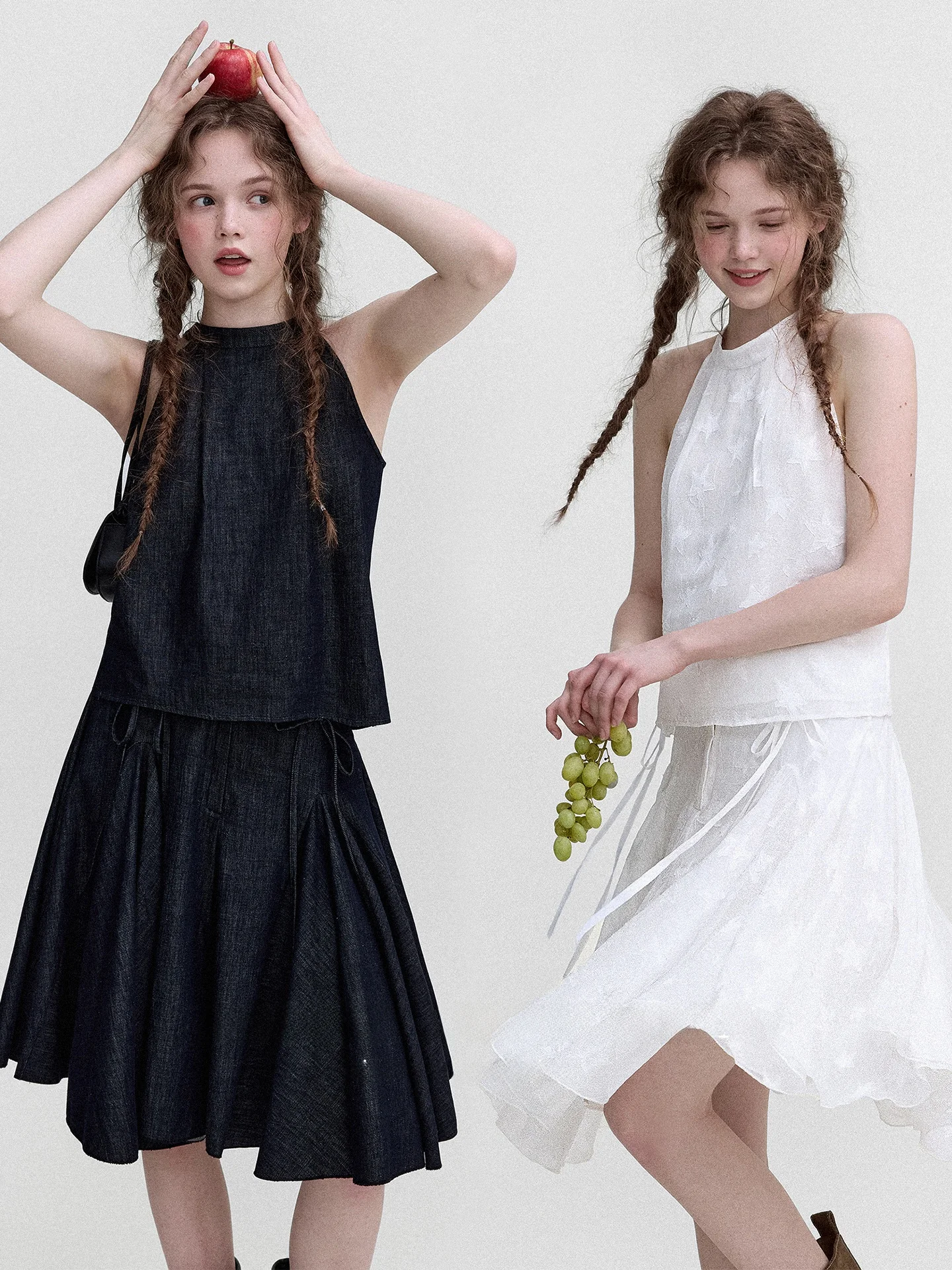 LeNordic Vintage 100% Cotton Breathable Denim Halter Neck Skirt Set Women's High Waist A-Line Umbrella Skirt Fashion Set
LeNordic Vintage 100% Cotton Breathable Denim Halter Neck Skirt Set Women's High Waist A-Line Umbrella Skirt Fashion Set