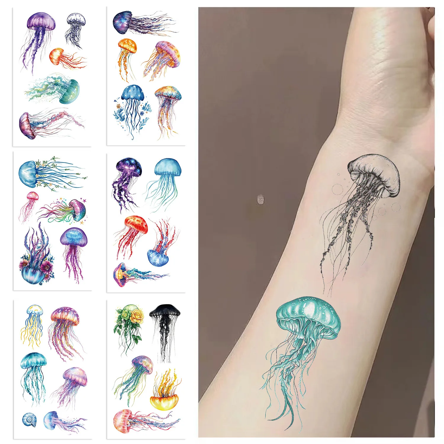 Waterproof Temporary Tattoo Stickers Cute Jellyfish Design Disposable High Quality for Holiday Party Children Fun
Waterproof Temporary Tattoo Stickers Cute Jellyfish Design Disposable High Quality for Holiday Party Children Fun