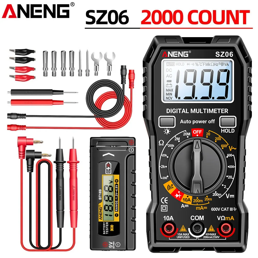 Digtal Multimeter SZ06+bt169 Battery Tester Kit High Precision DC/AC Voltage Diode Meter Tester Electrician Household Tools
Digtal Multimeter SZ06+bt169 Battery Tester Kit High Precision DC/AC Voltage Diode Meter Tester Electrician Household Tools