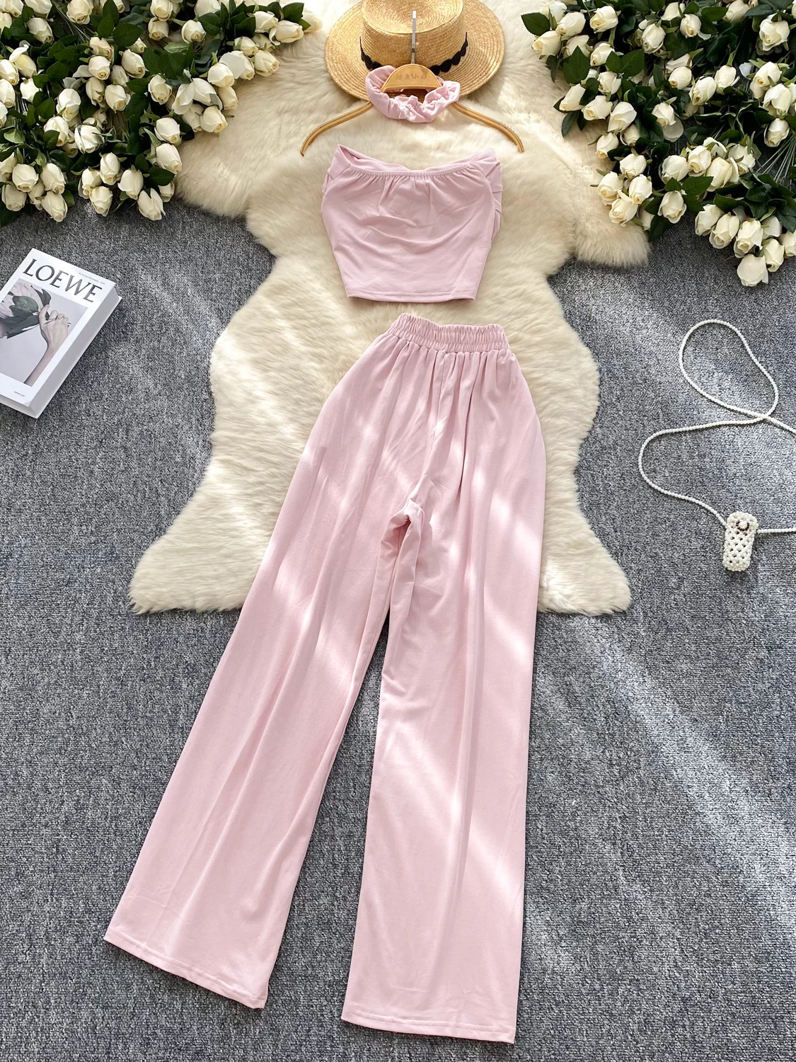 Ele mat Collar Jumpsuit Slimming High Waist Pants Women's Summer Faion Set Dra Long Pants
Ele mat Collar Jumpsuit Slimming High Waist Pants Women's Summer Faion Set Dra Long Pants