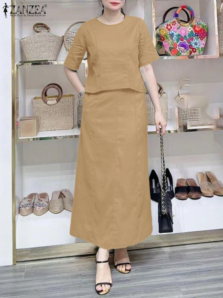 ZANZEA Womens Commute 2 Piece Sets A-Line Maxi Skirts O-Neck Half Sleeve Tops Casual 2025 Summer Skirt Sets Solid 2PCS Outfits
ZANZEA Womens Commute 2 Piece Sets A-Line Maxi Skirts O-Neck Half Sleeve Tops Casual 2025 Summer Skirt Sets Solid 2PCS Outfits