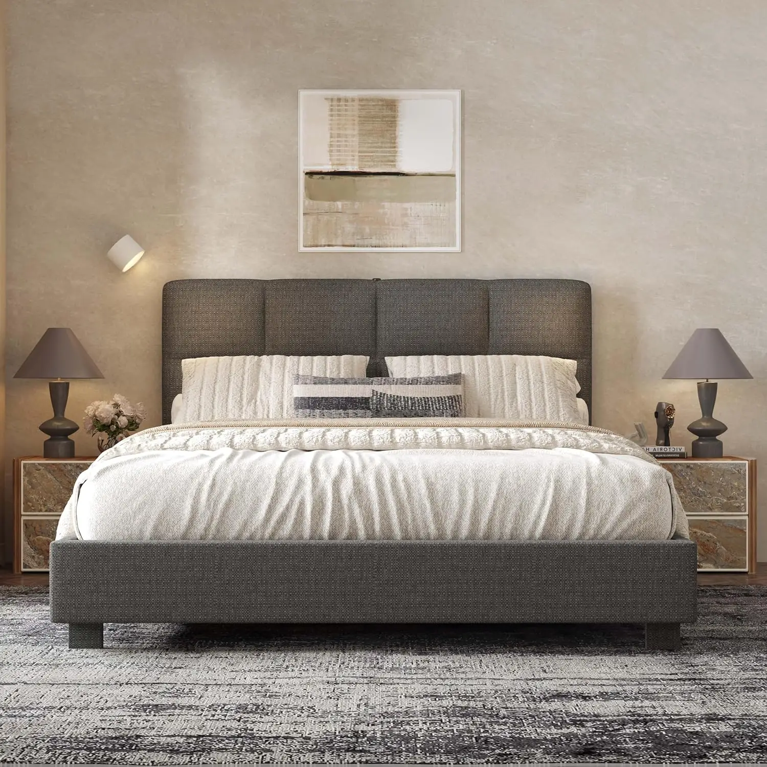 Кровать-платформа Queen с мягким изголовьем, регулируемым изголовьем, USB-портами, нагрузка до 408 кг, льняная ткань, на заказ
Кровать-платформа Queen с мягким изголовьем, регулируемым изголовьем, USB-портами, нагрузка до 408 кг, льняная ткань, на заказ