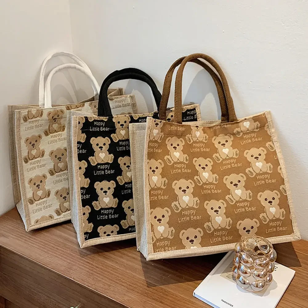Cartoon Bear Pattern Tote Bag Large Capacity Cotton Linen Handbag Simple Fashion Casual Commuting Bag Portable Shopping Bag
Cartoon Bear Pattern Tote Bag Large Capacity Cotton Linen Handbag Simple Fashion Casual Commuting Bag Portable Shopping Bag