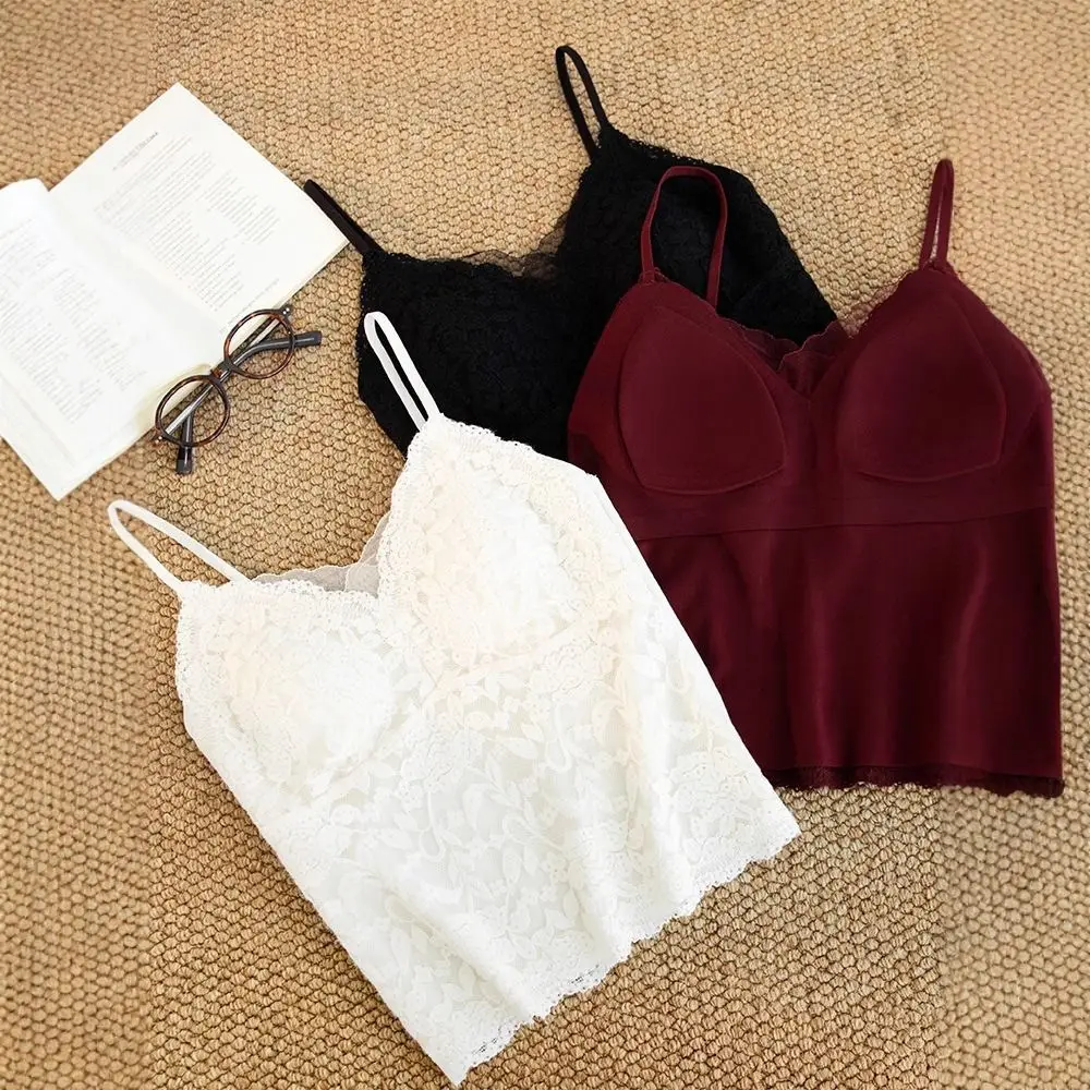 Fashion Mesh Flower Slim Lace Crop Top Sweet Bottoming Shirt Girl's Vest Top Spicy Girls Style Summer Camisole with Pads Women
Fashion Mesh Flower Slim Lace Crop Top Sweet Bottoming Shirt Girl's Vest Top Spicy Girls Style Summer Camisole with Pads Women