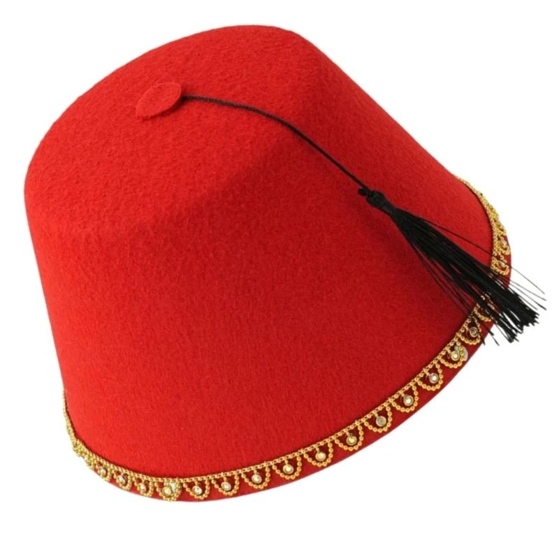 652F Tarboosh Fez Hat for Men Traditional Moroccan Hat Ottoman Round Fez Hat Breathable Turkish Tassels Caps for Culture Event
652F Tarboosh Fez Hat for Men Traditional Moroccan Hat Ottoman Round Fez Hat Breathable Turkish Tassels Caps for Culture Event