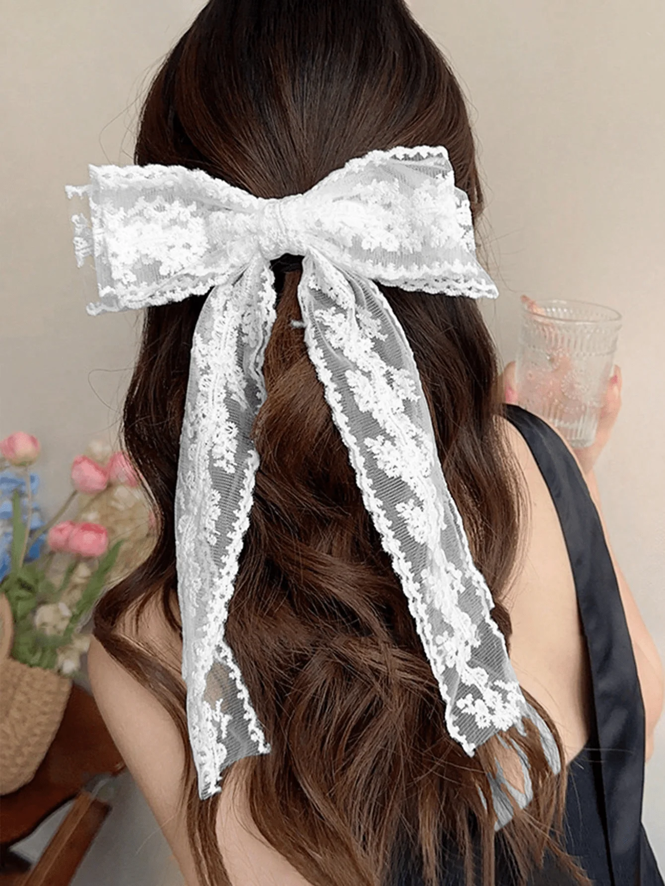 Large White Lace Hair Bow Clip For Women Vintage French Style Barrette With Long Tails Elegant Ribbon Hair Accessory
Large White Lace Hair Bow Clip For Women Vintage French Style Barrette With Long Tails Elegant Ribbon Hair Accessory