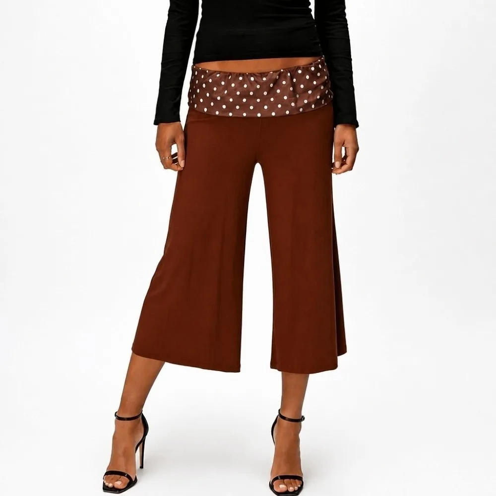 Fashion Polka Dot Low Waist Capri Pants Stripe Thin Wide Leg Pants Lightweight Loose Fit Foldover Waist Pants Girls
Fashion Polka Dot Low Waist Capri Pants Stripe Thin Wide Leg Pants Lightweight Loose Fit Foldover Waist Pants Girls