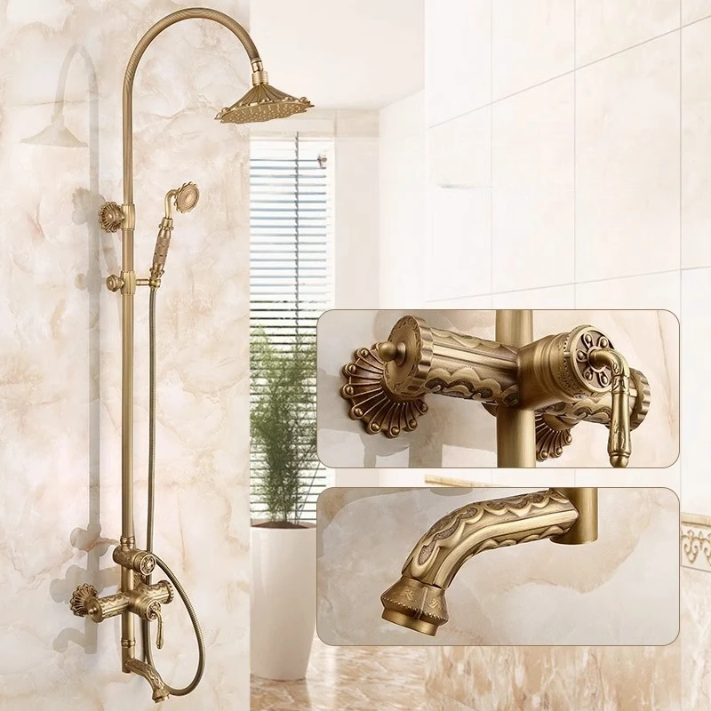 Antique Style Shower Set for Bathroom Retro Patterned Shower Luxury Faucet Set Rainfall with Spray Head
Antique Style Shower Set for Bathroom Retro Patterned Shower Luxury Faucet Set Rainfall with Spray Head