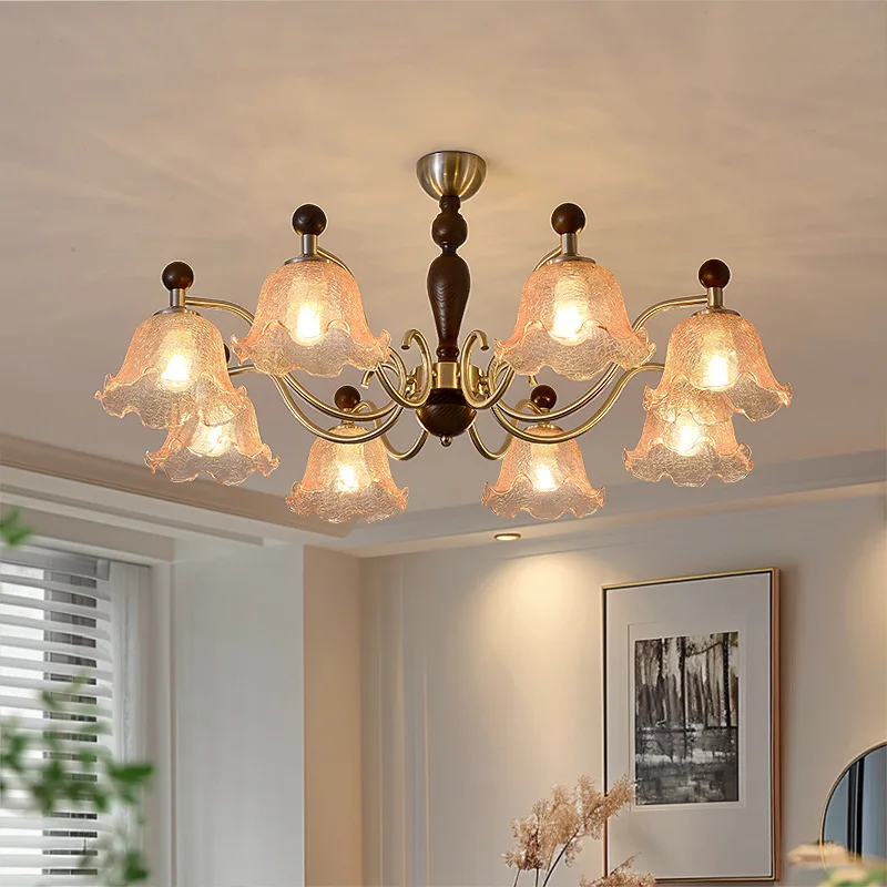 French Retro Ice Crack Flower Shape Glass Chandeliers Iron Art Pendant Light Living Room Bedroom Study Hotel Wooden Hanging Lamp
French Retro Ice Crack Flower Shape Glass Chandeliers Iron Art Pendant Light Living Room Bedroom Study Hotel Wooden Hanging Lamp