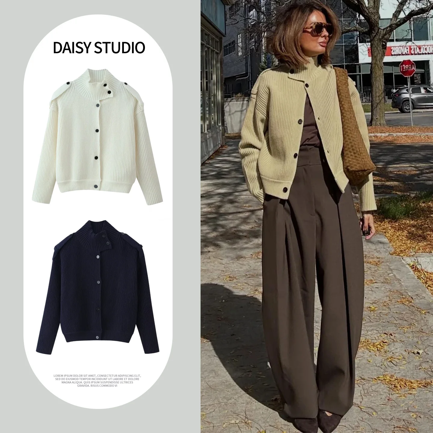 British Style Loose Fit High Collar Long Sleeve Single Button Knitted Cardigan Outerwear Women's Spring Summer New Arrival
British Style Loose Fit High Collar Long Sleeve Single Button Knitted Cardigan Outerwear Women's Spring Summer New Arrival