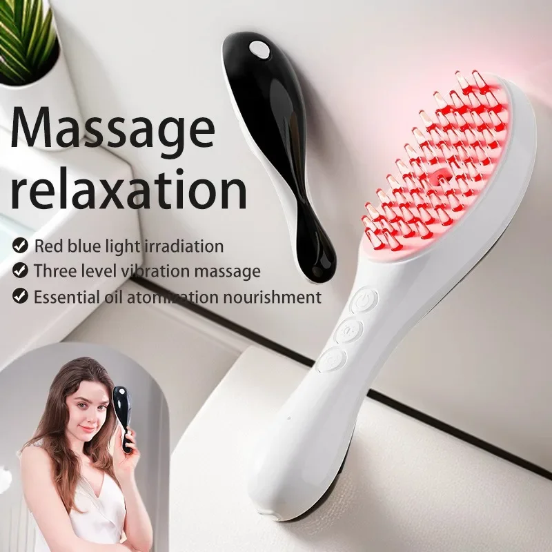 Электрическая массажная расческа с красным синим светом, вибрация, релаксация, бытовой ввод для кожи головы, уход за волосами, уход за волосами, спрей, генератор волос
Электрическая массажная расческа с красным синим светом, вибрация, релаксация, бытовой ввод для кожи головы, уход за волосами, уход за волосами, спрей, генератор волос