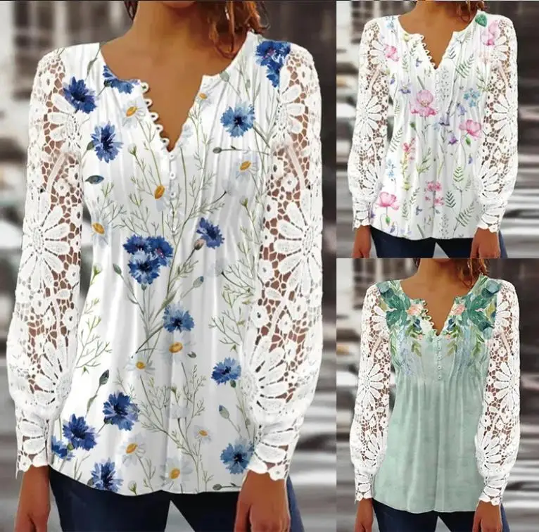 Women Spring Autumn Summer Tops Crochet Button Lace Tees Sexy Vintage Full Long Sleeve 5XL T Shirts Loose Casual Tees
Women Spring Autumn Summer Tops Crochet Button Lace Tees Sexy Vintage Full Long Sleeve 5XL T Shirts Loose Casual Tees