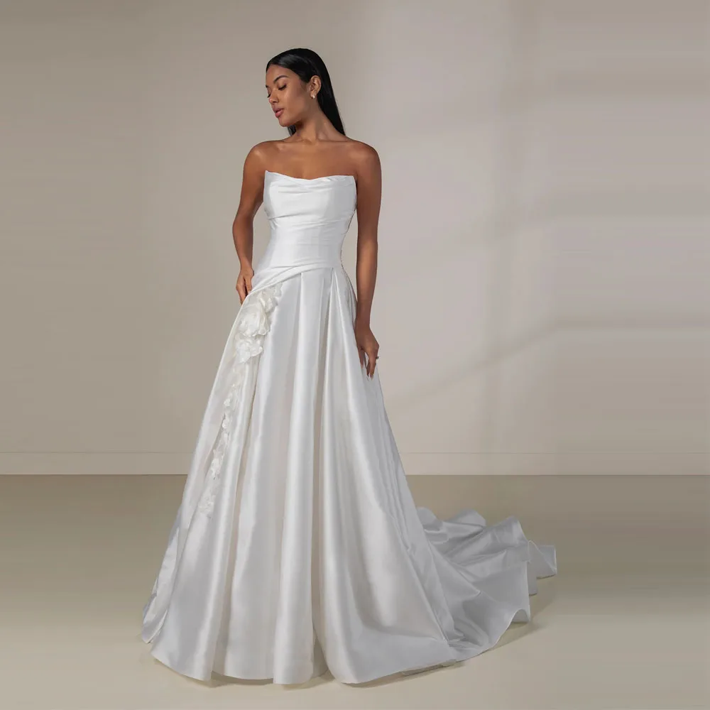 Customized Satin Vestidos Para Bodas Mujer Invitada Dress For Women Elegant Minimalist A-Line Prom Party Gowns Robes De Soirée
Customized Satin Vestidos Para Bodas Mujer Invitada Dress For Women Elegant Minimalist A-Line Prom Party Gowns Robes De Soirée