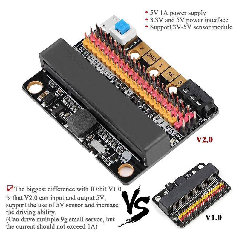 A08M-5X Micro-Bit Expansion Board IOBIT V2.0 Breakout Adapter Shield With Buzzer For BBC Micro:Bit Kids's Python Programming
A08M-5X Micro-Bit Expansion Board IOBIT V2.0 Breakout Adapter Shield With Buzzer For BBC Micro:Bit Kids's Python Programming