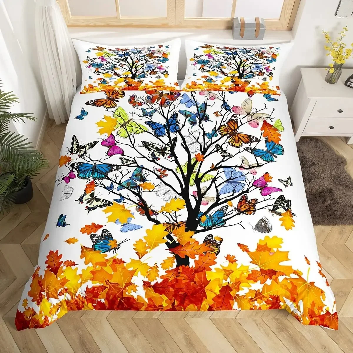 Flying Butterflies Duvet Cover Set Iridescent Butterfly Tree of Life Bedding Sets,Autumn Maple Leaf Comforter Cover Quilt Cover
Flying Butterflies Duvet Cover Set Iridescent Butterfly Tree of Life Bedding Sets,Autumn Maple Leaf Comforter Cover Quilt Cover