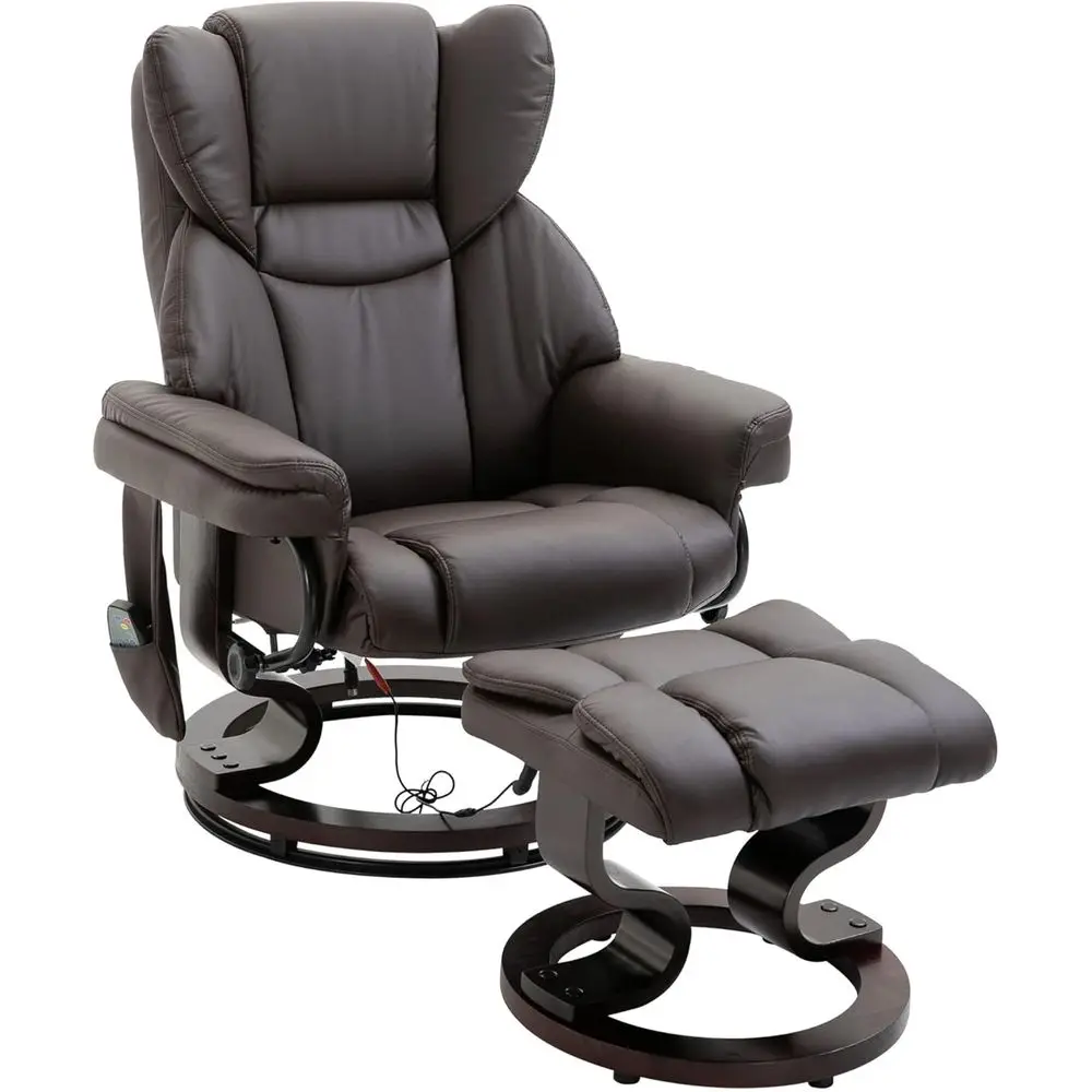 Brown Leather Massage Recliner Chair with Ottoman, 10 Vibration Points, 360° Swivel, Side Pocket, Remote Control
Brown Leather Massage Recliner Chair with Ottoman, 10 Vibration Points, 360° Swivel, Side Pocket, Remote Control