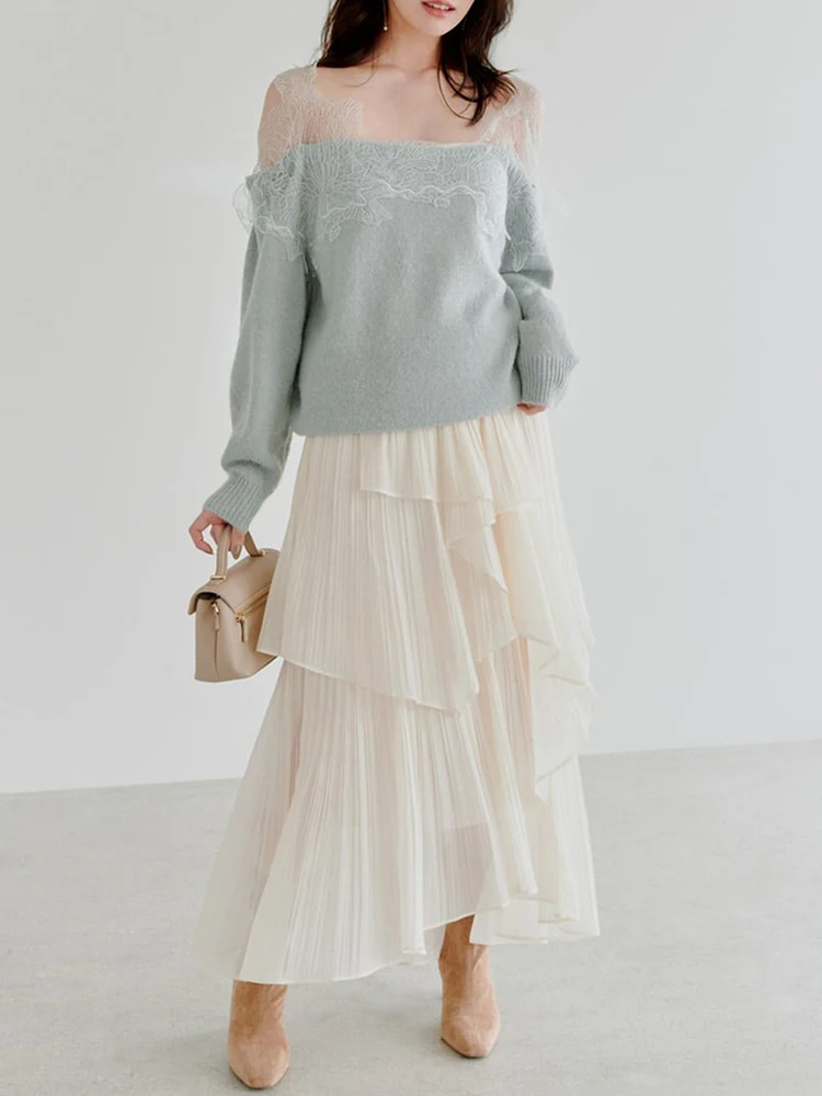 Elegant High Waist Pleated Skirt Autumn Winter New Arrival B25158 Women's Fashion Semi-Body Skirt with Lace Hemline
Elegant High Waist Pleated Skirt Autumn Winter New Arrival B25158 Women's Fashion Semi-Body Skirt with Lace Hemline