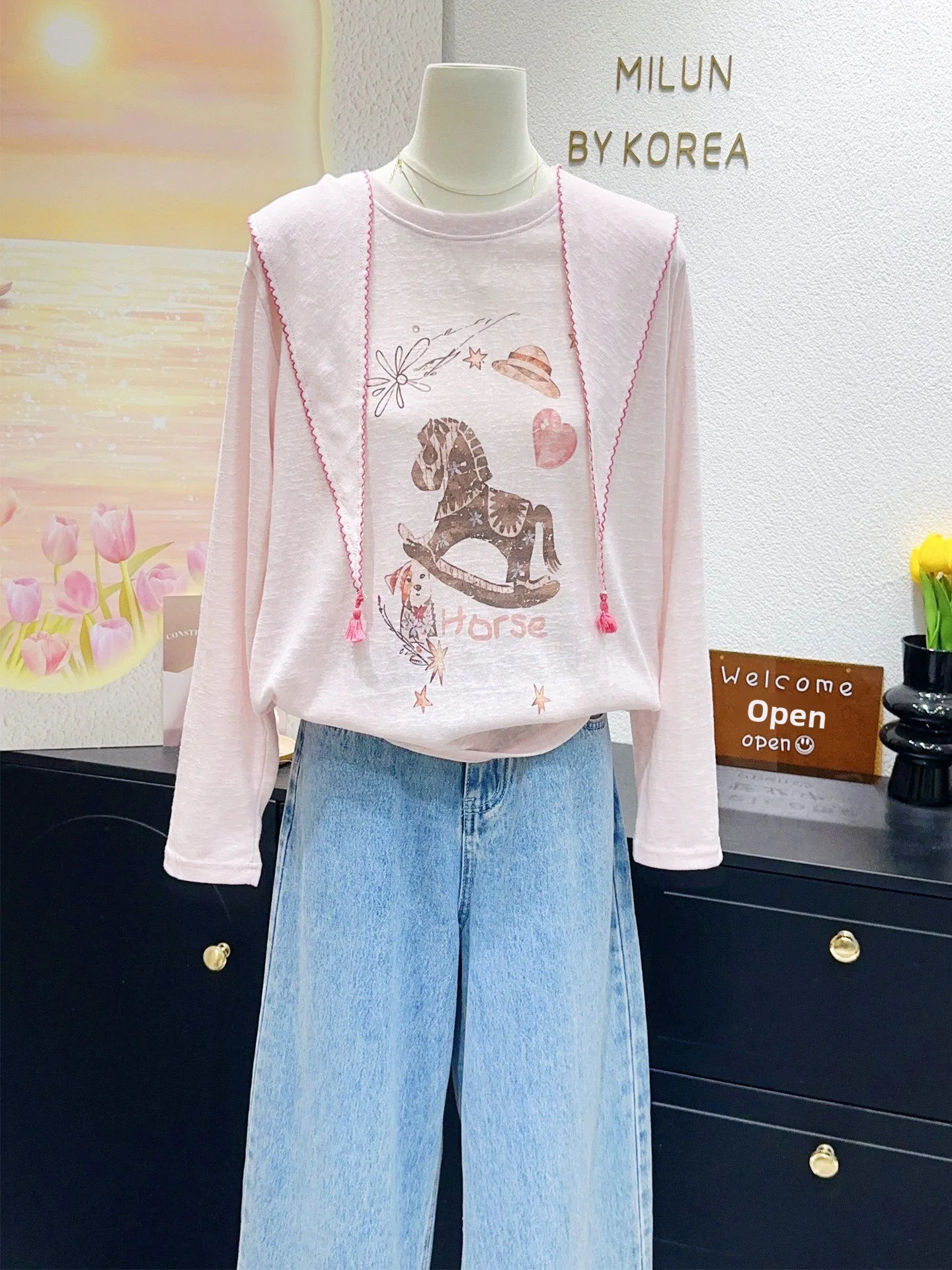 plus Size Women's 240 Pounds Summer Loose Long Sleeve T-Shirt Set with Shoulder Cover up Korean Style Outerwear Sweet Style
plus Size Women's 240 Pounds Summer Loose Long Sleeve T-Shirt Set with Shoulder Cover up Korean Style Outerwear Sweet Style