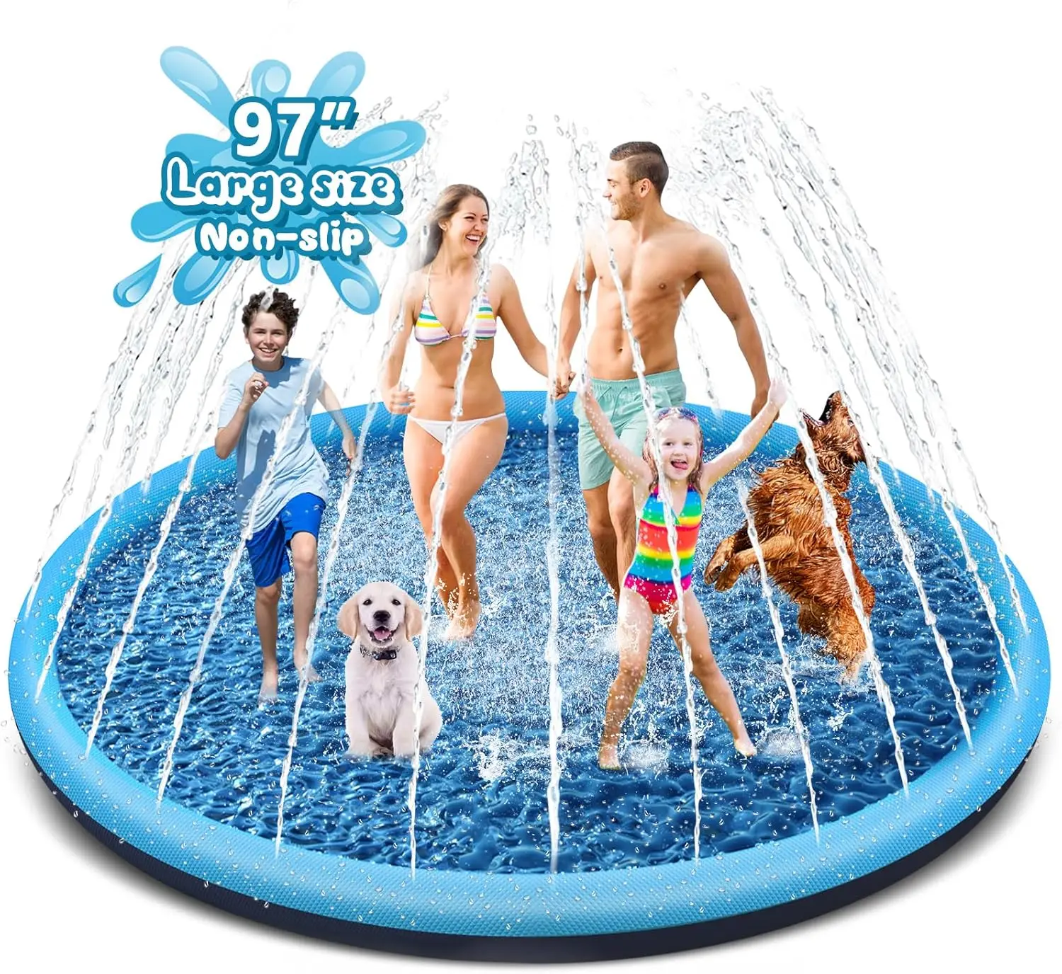 Kids Splash Pad Sprinkler, 97'' Large Non-Slip Toddler Water Play Mat, Backyard Summer Outdoor Fun, Splash Pad for Dogs
Kids Splash Pad Sprinkler, 97'' Large Non-Slip Toddler Water Play Mat, Backyard Summer Outdoor Fun, Splash Pad for Dogs