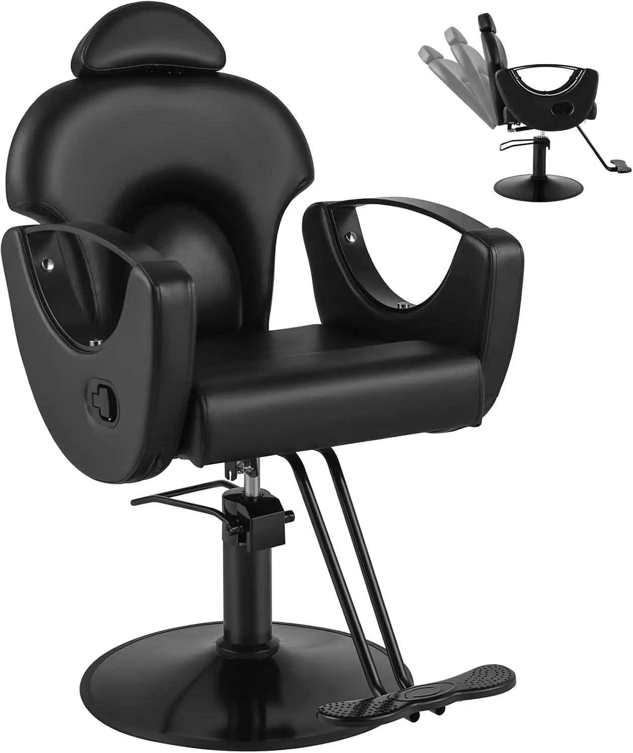 Black Reclining Styling Chair with 360° Swivel and Adjustable Headrest for Hairdressers
Black Reclining Styling Chair with 360° Swivel and Adjustable Headrest for Hairdressers