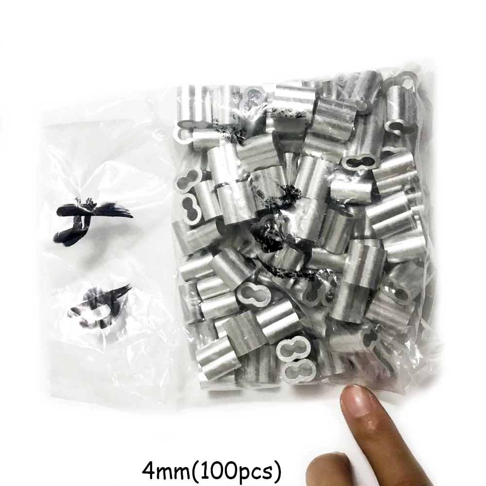 100pcs Thimble Rope wire Crimp Sleeves 4mm 5mm 6mm Aluminium Double Hole Ties for wire rope Crimp 8 character aluminum sleeve
100pcs Thimble Rope wire Crimp Sleeves 4mm 5mm 6mm Aluminium Double Hole Ties for wire rope Crimp 8 character aluminum sleeve