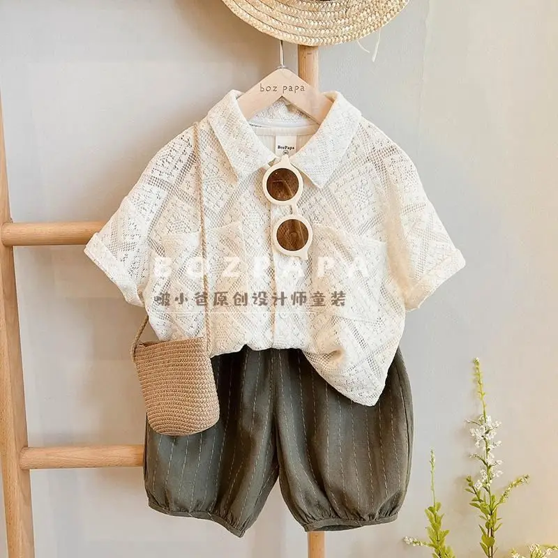 Children Sets for Boys Korean Style Hollow Short-sleeved Shirt+fashionable Loose Two-piece Set for Outerwear Loungwear
Children Sets for Boys Korean Style Hollow Short-sleeved Shirt+fashionable Loose Two-piece Set for Outerwear Loungwear